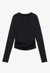 LONG SLEEVE TOP WITH SIDE RUCHING - Pitkähihainen paita - black