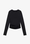 LONG SLEEVE TOP WITH SIDE RUCHING - Tops ar garām piedurknēm - black