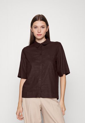 BLOUSE PLACKET AND POCKET - Blusa com botões - espresso