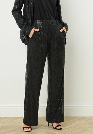 WIDE LEG - Pantalones - black