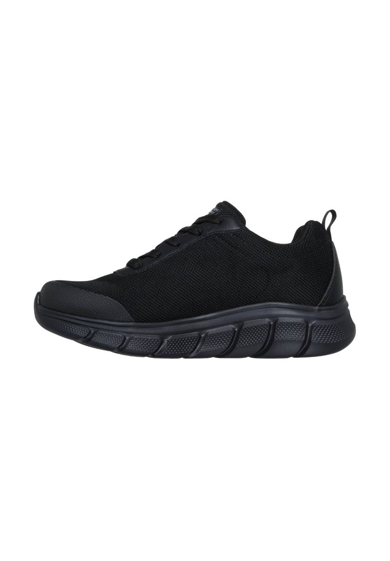 Scarpe sportive nere con tomaia in rete traspirante, design con lacci, colletto imbottito e suola in gomma testurizzata per una maggiore aderenza.