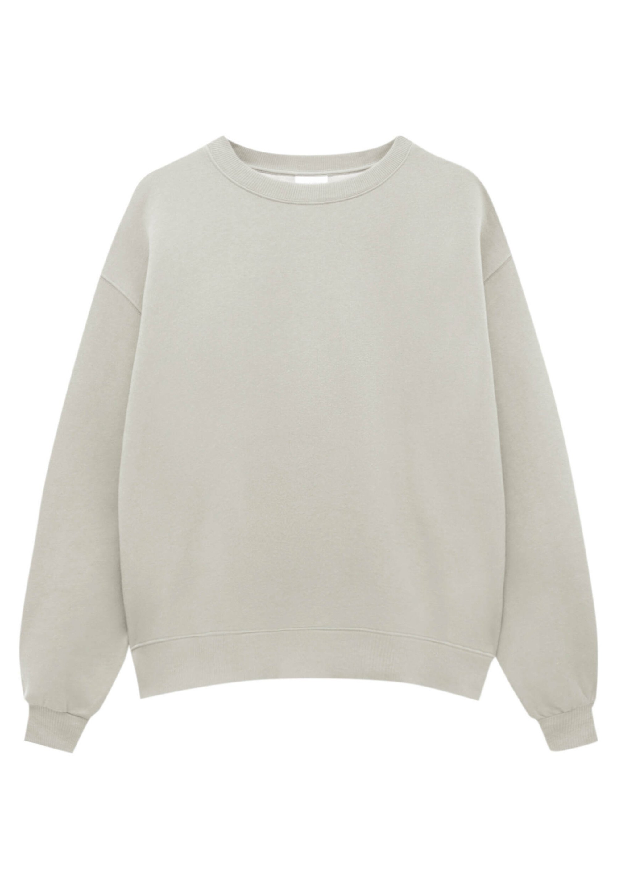 PULL\u0026BEAR BASIC MIT RUNDAUSSCHNITT - Felpa - off-white/grigio chiaro -  Zalando.it