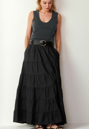 TIERED - Maxi szoknya - black