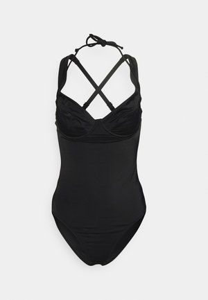 UNDERWIRED OFF THE SHOULDER DOUBLE STRAP CONTROL - Fato de banho - black