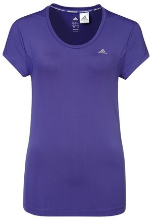 Fialové sportovní tričko Adidas Climacool s krátkým rukávem, kulatým výstřihem a malým logem Adidas na hrudi.