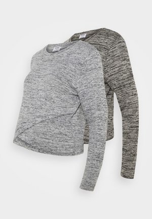 CROSS OVER FRONT LONG SLEEVE 2 PACK - Sweter - black/greys twist