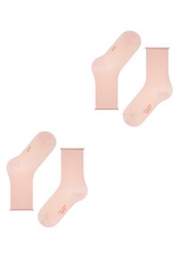 Light pink socks with a smooth texture, featuring a ribbed cuff and reinforced toe accents. Brand logo printed near the ankle.