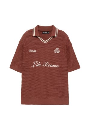 PULL&BEAR, WITH GRAPHIC AND CONTRAST COLLAR - POLO SHIRT - Polokošeľa - dark red