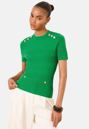 Lipsy, REGULAR FIT - STRIPE BUTTON DETAIL T-SHIRT . - T-Shirt print - monochrome