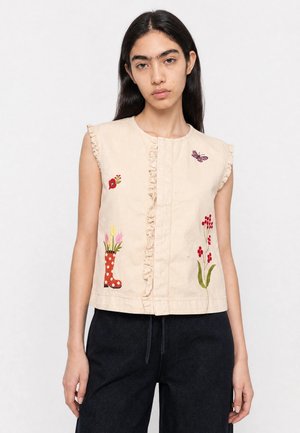 Pieces, PCPALMA FRILL - Chaleco - ecru