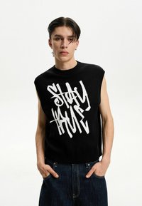 Bershka - PRINTED - Strickpullover - black Thumbnail-Bild 1