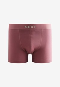 Burgundské bavlněné boxerky s těsným střihem. Mají široký elastický pás s logem "NEXT" v světle šedé barvě. Hladká, netexturovaná látka.