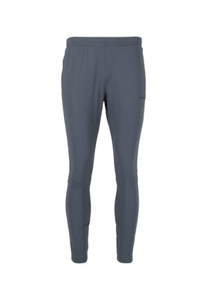 Heren sportbroek in donkergrijs, gemaakt van rekbare, lichte stof. Voorzien van een elastische tailleband en taps toelopende benen voor een gestroomlijnde pasvorm.