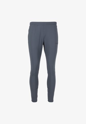 Heren sportbroek in donkergrijs, gemaakt van rekbare, lichte stof. Voorzien van een elastische tailleband en taps toelopende benen voor een gestroomlijnde pasvorm.