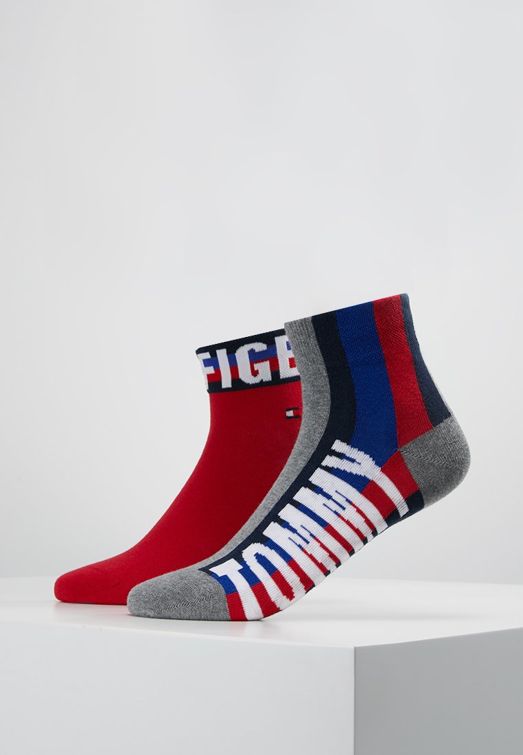 Tommy Hilfiger MEN QUARTER 2 PACK Socks middle grey melange/red