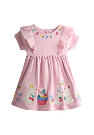 JoJo Maman Bébé REGULAR FIT - BUNNY APPLIQUÉ RUFFLE SHOULDER - Jerseyjurk - rose pink