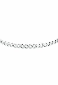 Collana in argento con maglie intrecciate e finitura lucida. La forma arrotondata e piatta offre una texture liscia in tutto il gioiello.