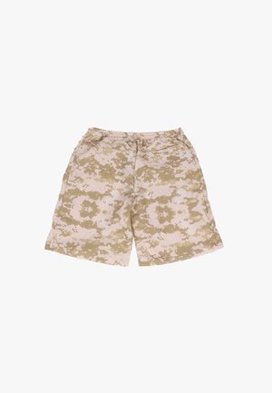 Shorts con patrón de camuflaje en beige y marrón claro. Fabricados en un tejido ligero con cintura elástica y bolsillos laterales.