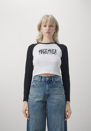 ONLY ONLLILLI TEE - Long sleeved top - bright white/black