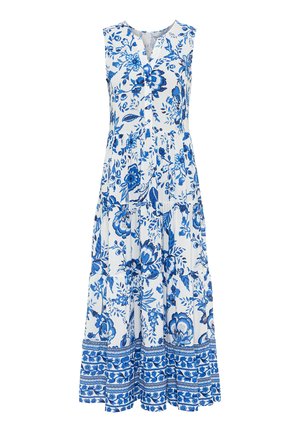 Maxi dress - blau creme bedruckt