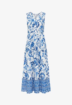 Maxi dress - blau creme bedruckt