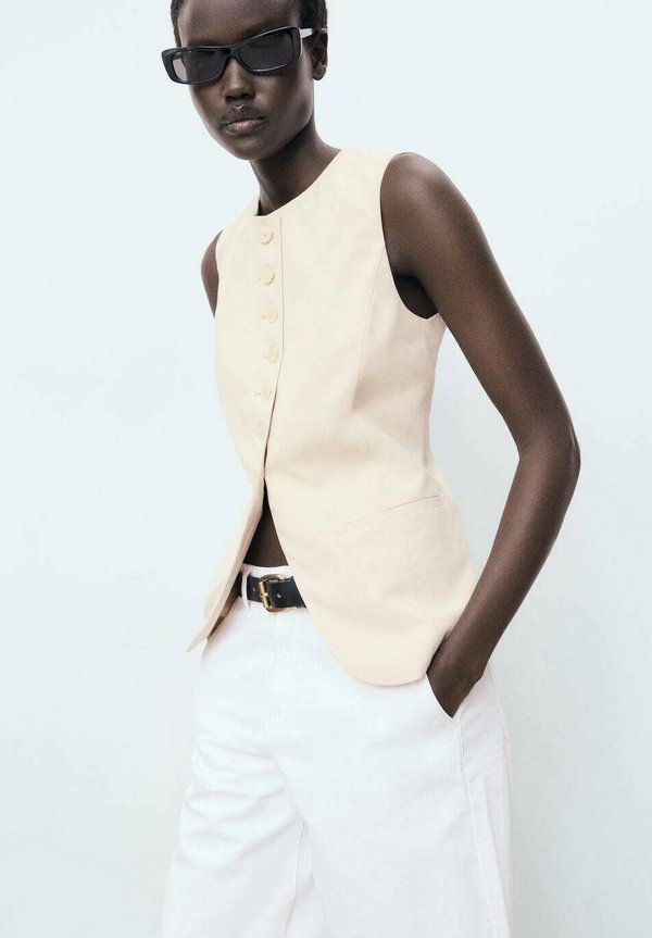 WITH BUTTONS - Waistcoat - beige4