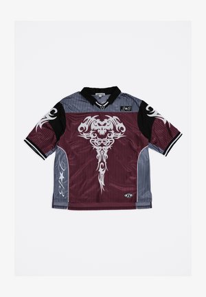 Jaded London SHADOW STRIPE - Tricou cu imprimeu - burgundy