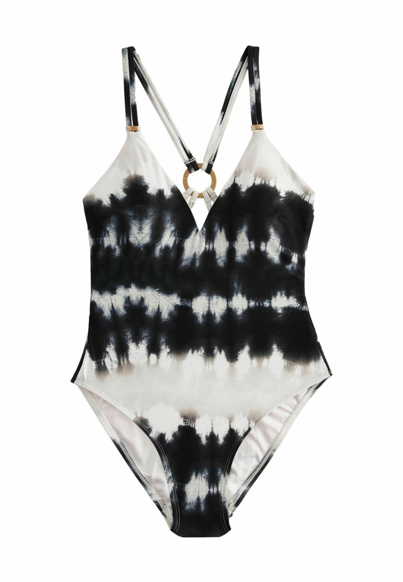 Next STRAPPY RING BACK TUMMY CONTROL  - Ujumistrikoo - monochrome tie dye