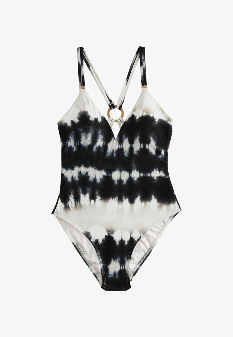 Next STRAPPY RING BACK TUMMY CONTROL - Ujumistrikoo - monochrome tie dye