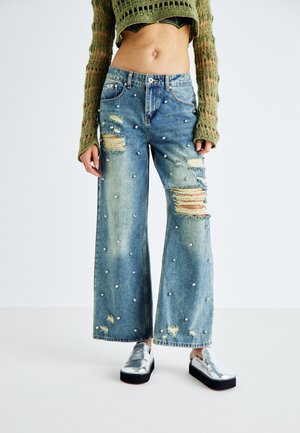 STUD DISTRESSED RELEASE - Straight leg jeans - dirty wash