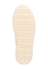 Semelle en caoutchouc blanc avec un design texturé et à motifs ; présente des rainures horizontales et verticales pour une meilleure adhérence ; logo en relief et taille numéro 37.