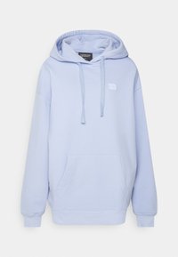 Světle modrá mikina z bavlněné směsi, s přední kapsou, stahovací kapucí, žebrovanými manžetami a malým vyšitým logem.