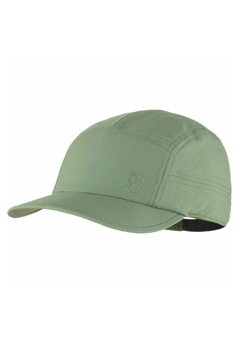 Mint green cap with a curved brim, made of soft fabric, featuring stitched details and a logo on the front. Adjustable strap at the back.
