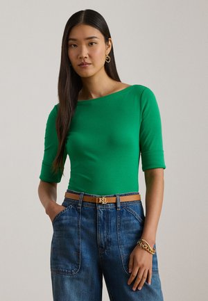 STRETCH COTTON BOATNECK TEE - Βασικό μπλουζάκι - green