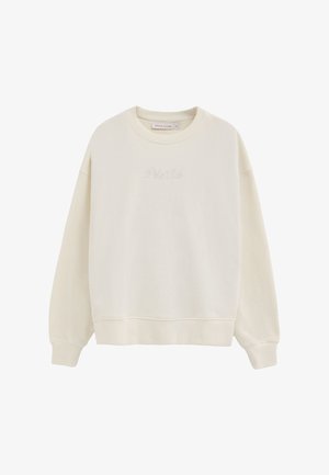 Sudadera de manga larga de color crema con cuello redondo, puños y dobladillo acanalados, con un sutil bordado "Polo Club" en el pecho.