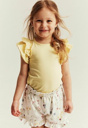 Newbie, SHORT SLEEVE TOP WITH LACE FRILL - Printtipaita - yellow