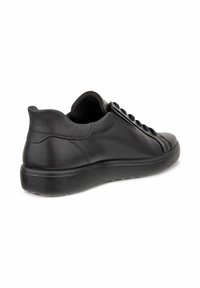 Sneaker in pelle nera con finitura liscia, design con lacci, colletto imbottito e suola in gomma testurizzata per una migliore aderenza. Dettagli di cuciture articolate.