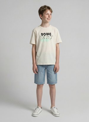 TOM TAILOR, BAGGY JEANS SHORTS - Jeans Shorts - tinted blue denim