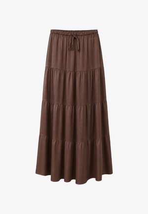 OH APRIL, VALESKA SATIN MAXI SKIRT - Μάξι φούστα - dark brown