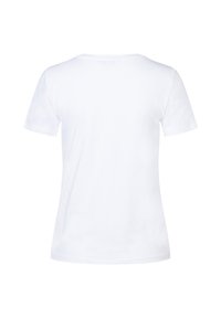 Witte t-shirt met korte mouwen, voorzien van een klassieke ronde hals, een gladde stofstructuur en geen zichtbare merk- of patroonafdrukken op de achterkant.