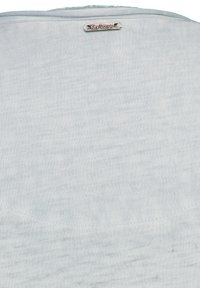 Hellblaues T-Shirt aus weichem, strukturiertem Stoff. Verfügt über dezente horizontale Streifen und ein kleines metallisches "Key Largo"-Etikett auf der Rückseite.