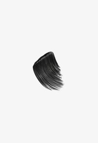 Ciocca di capelli neri con una texture liscia e lucida, che si assottiglia verso una punta fine. La forma è curva, adatta per lo styling o l'applicazione.
