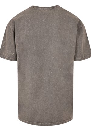 Grijze katoenen T-shirt met een ronde halslijn, korte mouwen en een versleten textuur. Heeft een relaxte pasvorm en een licht gebogen zoom.