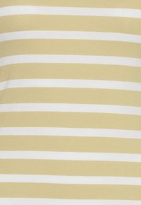 Striped fabric in pale yellow and white, featuring broad horizontal lines. Soft, smooth texture suitable for apparel or home textiles.