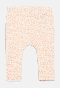 Μαλακά βρεφικά κολάν κρέμα με μικρό ροζ λουλουδάτο σχέδιο, με ελαστική μέση και στενές μπατζάκια.