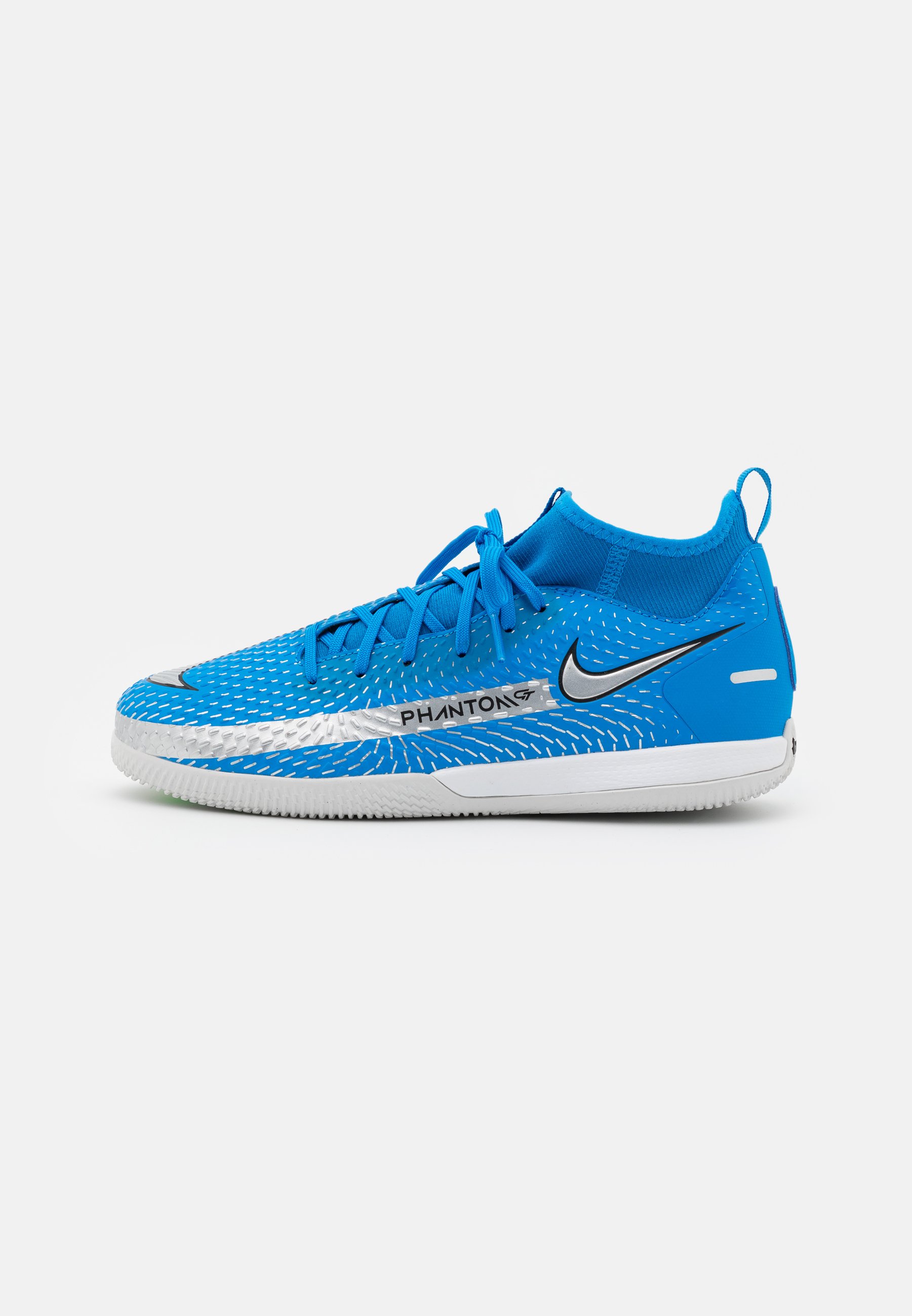 Nike Performance JR PHANTOM GT ACADEMY DF IC UNISEX - Indoor football boots  - photo blue/metallic silver/rage green/blue - Zalando.co.uk