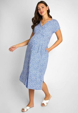 JoJo Maman Bébé ANIMAL MATERNITY MIDI MATERNITY - REGULAR FIT - Vapaa-ajan mekko - blue animal print