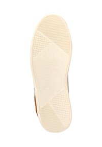 Sole della scarpa con una superficie in gomma crema textured. Presenta una presa a motivo con forme geometriche in rilievo e aree lisce per la flessibilità.