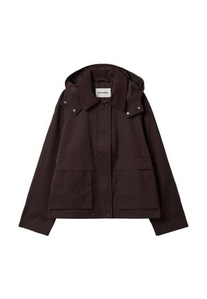 Stefanel, JACKET WITH ZIP AND CORDUROY COLLAR, REGULAR FIT. - Giacca da mezza stagione - dark brown
