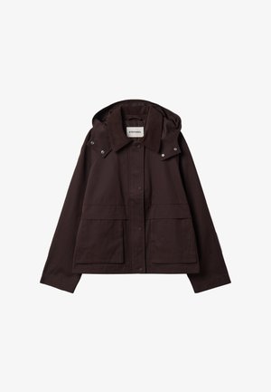 Stefanel, JACKET WITH ZIP AND CORDUROY COLLAR, REGULAR FIT. - Giacca da mezza stagione - dark brown